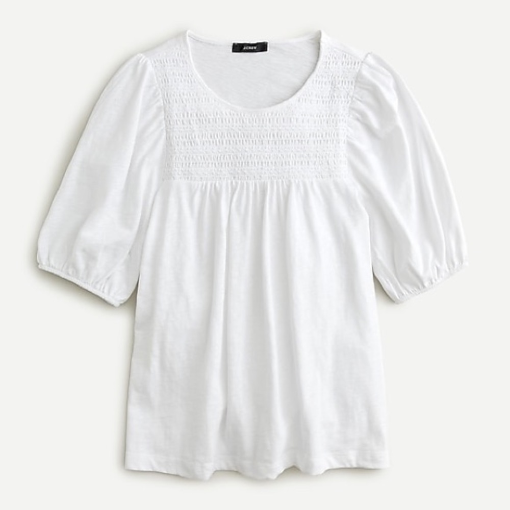 J.Crew Embroidered Top White Short Sleeves NWT